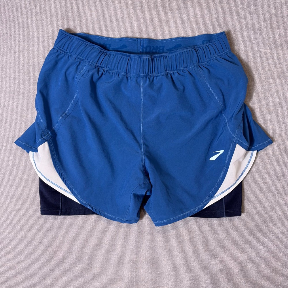 Brooks Chaser 5 Inch 2-in-1 Running Shorts Blue Womens Medium Compression Liner